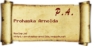 Prohaska Arnolda névjegykártya